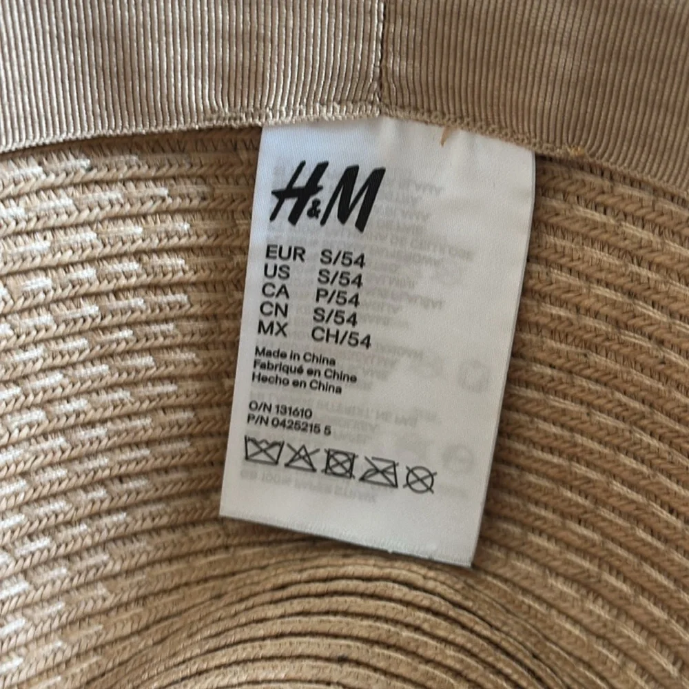 H&M Straw Hat Fedora with Blue Ribbon